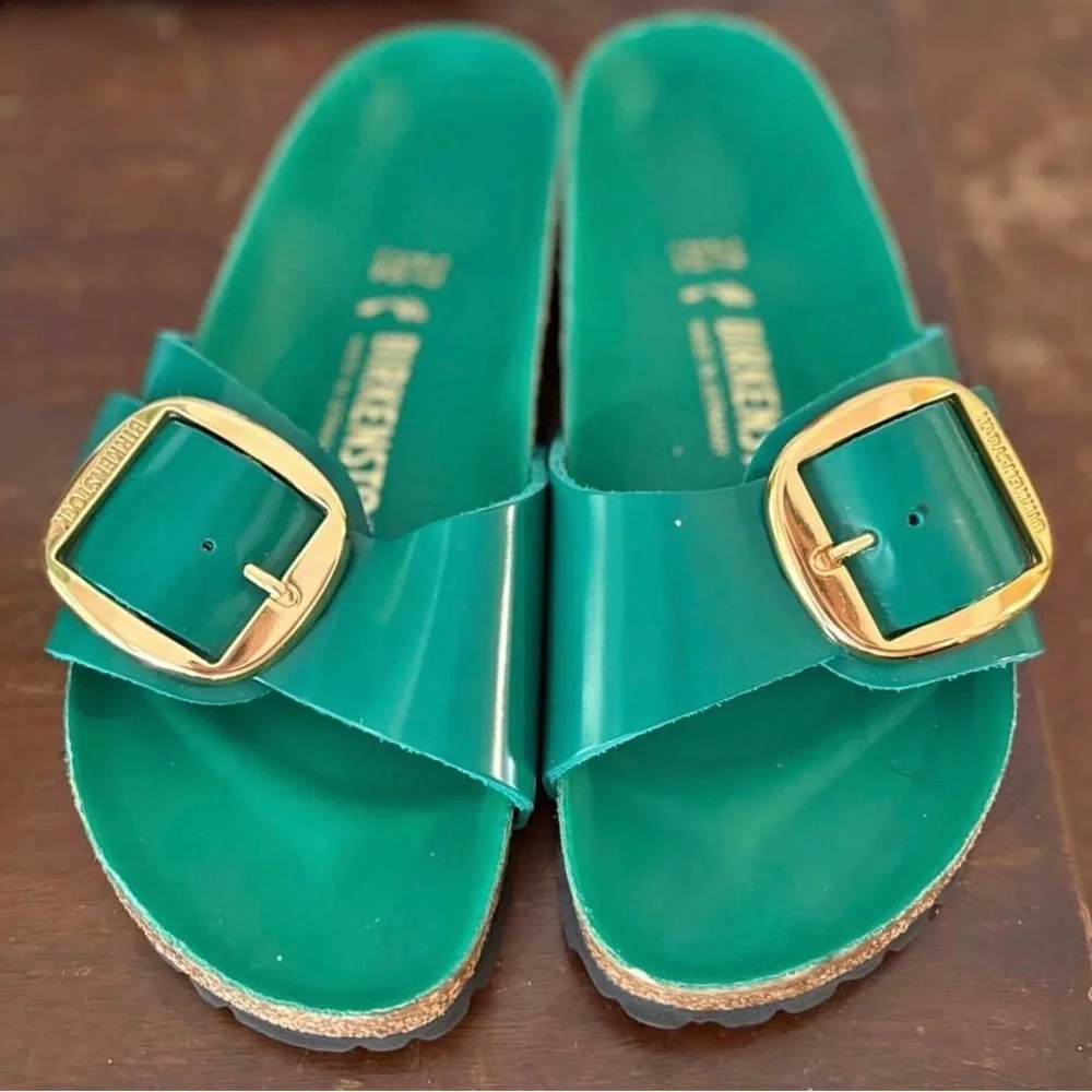 Birkenstock | 37 | Madrid Hammered Big Buckle Natural Leather Patent High Shine - Picture 5 of 7